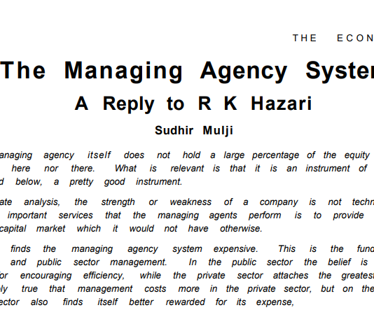 The Managing Agency System: A Reply to R K Hazari