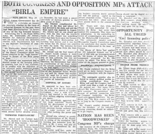 Both Congress & Opposition MPs Attack “Birla Empire”