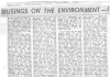 Musing on the Environment