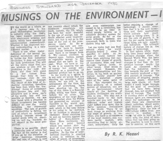 Musing on the Environment