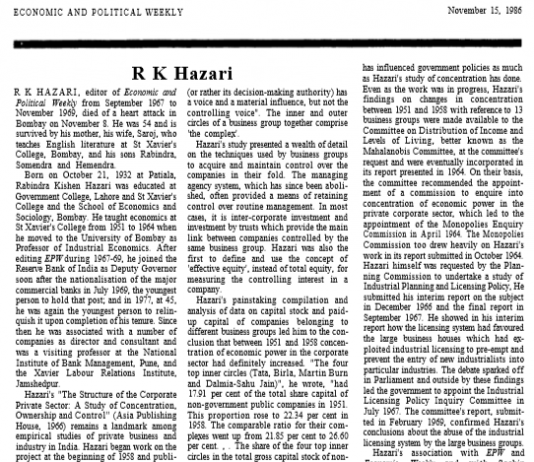 Obituary: R K Hazari