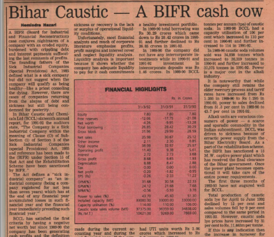 Bihar Caustic: A BIFR Cash Cow