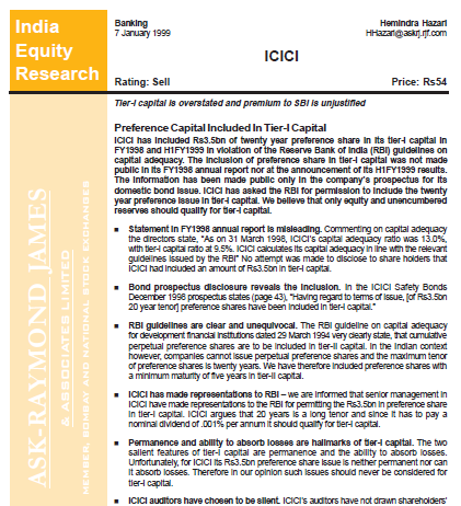 ICICI: Preference Capital Included in Tier-1 Capital
