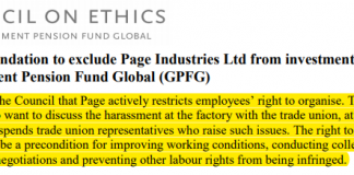 Norwegian Fund’s Stand on Page Industries: Analysts Can No Longer Sweep Labour Rights Violations under the Carpet