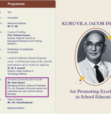 Speech by Mr. Somi Hazari at the 104th Birth Anniverary of Mr. K. Kuruvila Jacob