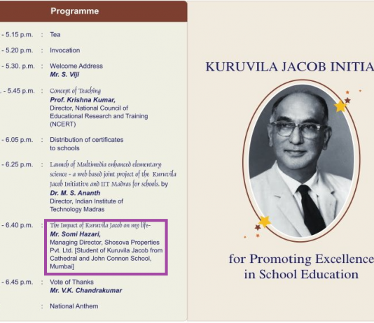 Speech by Mr. Somi Hazari at the 104th Birth Anniverary of Mr. K. Kuruvila Jacob