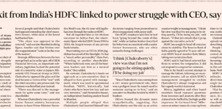 Chair’s Exit from India’s HDFC Linked to Power Struggle with CEO says Insiders