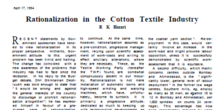 Rationalization in the Cotton Textile Industry